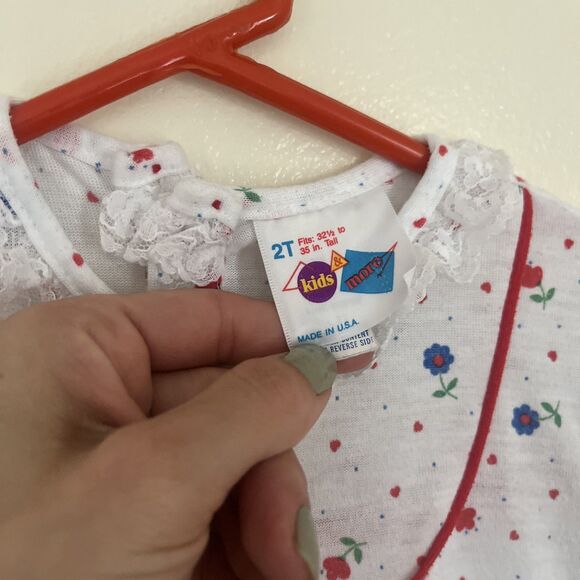 Vintage 90s Kids & More Toddler Lace Trimmed Daisy Print Maxi Sleep Dress- 2T - Picture 4 of 6